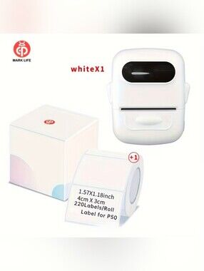 MARK LIFE White Thermal Label Printer Kit, with Labels, Sealed, NEW